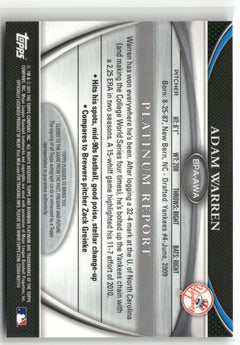 2011 Bowman Platinum #BPA-AWA Adam Warren Prospect Autograph Refractors-2