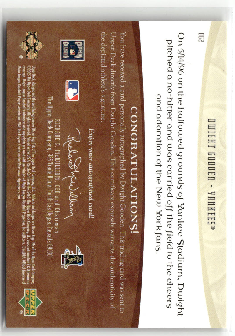 2005 Upper Deck Artifacts #DG1 Dwight Gooden Auto Facts #/350-2