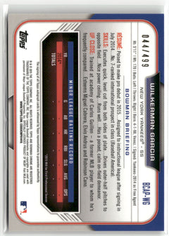 2015 Bowman Chrome #BCAP-WG Wilkerman Garcia Prospect Auto Refractors #/499-2
