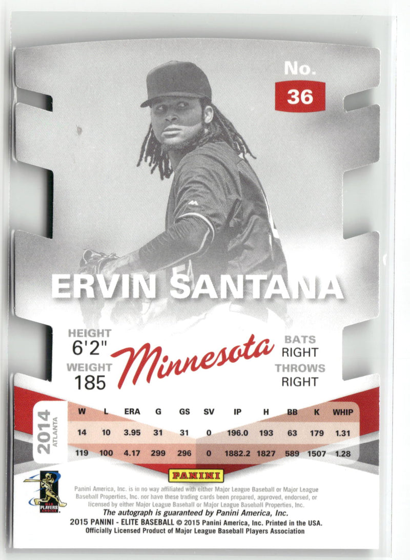 2015 Panini Elite #36 Ervin Santana Signature Status Green #/15-2