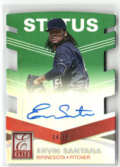 2015 Panini Elite #36 Ervin Santana Signature Status Green #/15-1