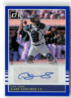 2019 Donruss #85S-GS Gary Sanchez Retro 1985 Signatures Blue #/99-1