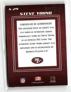 2005 Donruss Zenith #S-24 Steve Young Spellbound Jerseys Letter V #/250-2