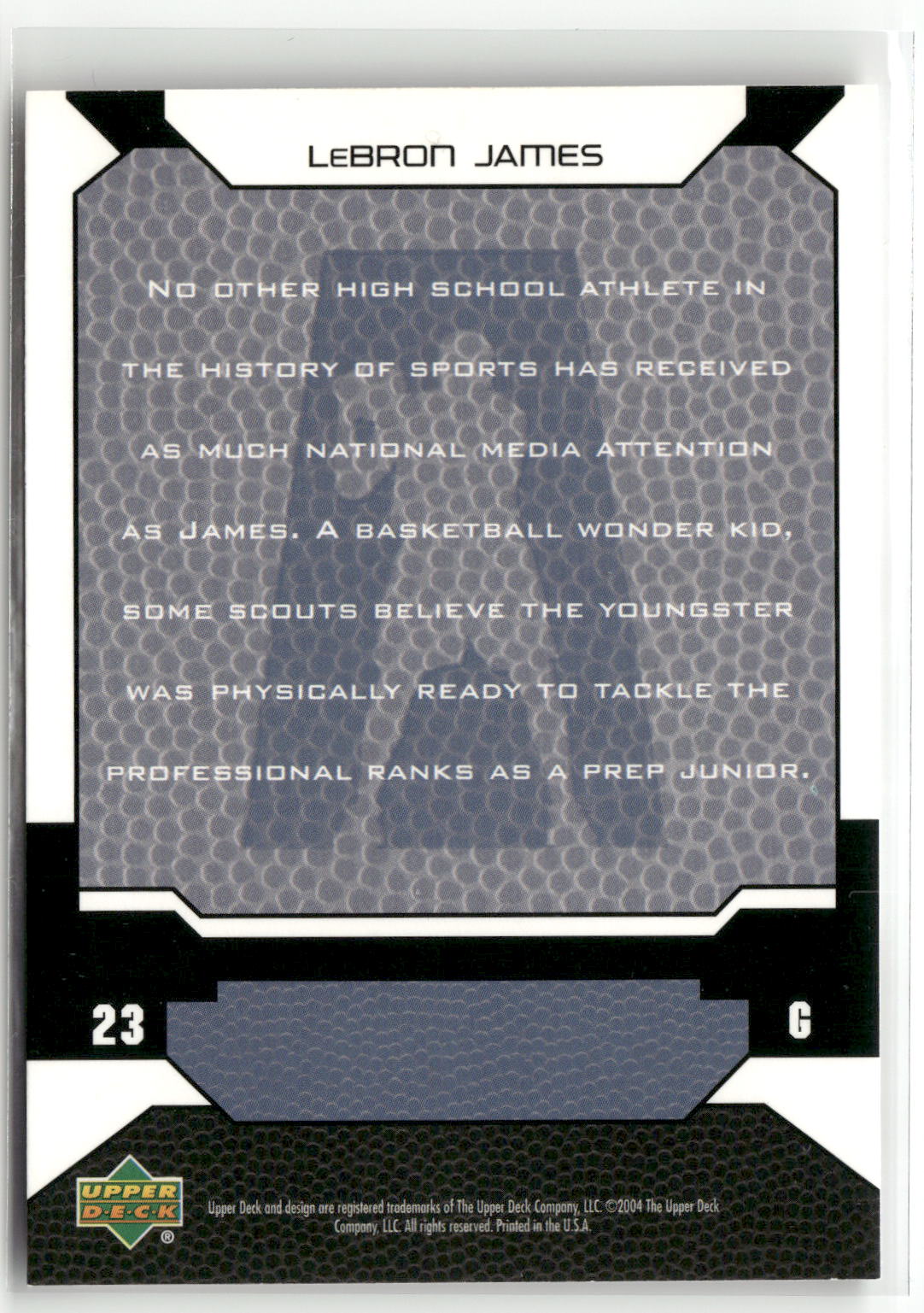 2004 Upper Deck NAXCOM LeBron James #NNO LeBron James-4