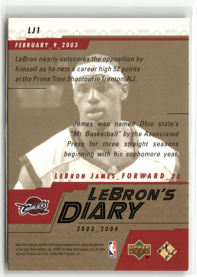 2003-04 Upper Deck #LJ1 LeBron James LeBron's Diary-2