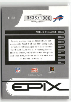 2005 Donruss Zenith #E-25 Willis McGahee Epix Orange 1st Down #/1000-4