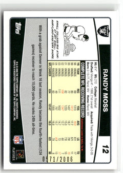 2006 Topps #12 Randy Moss Gold #/2006-2