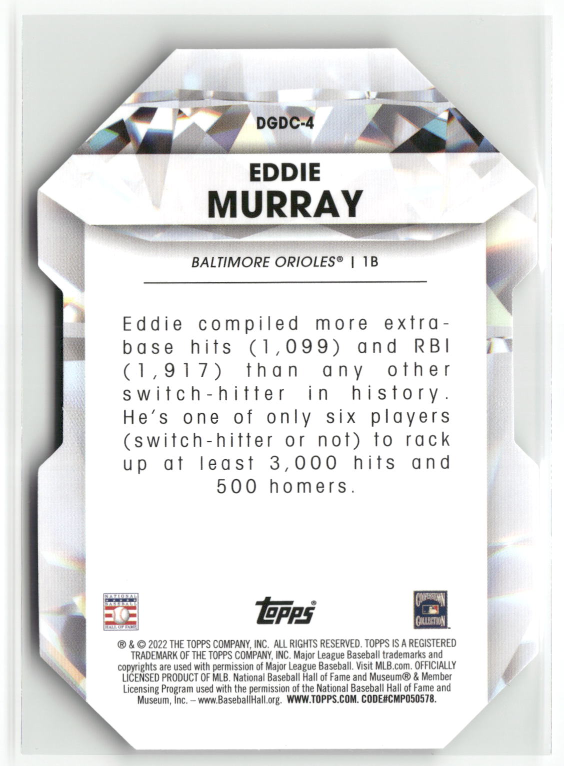 2022 Topps #DGDC-4 Eddie Murray Diamond Greats Die Cuts-2