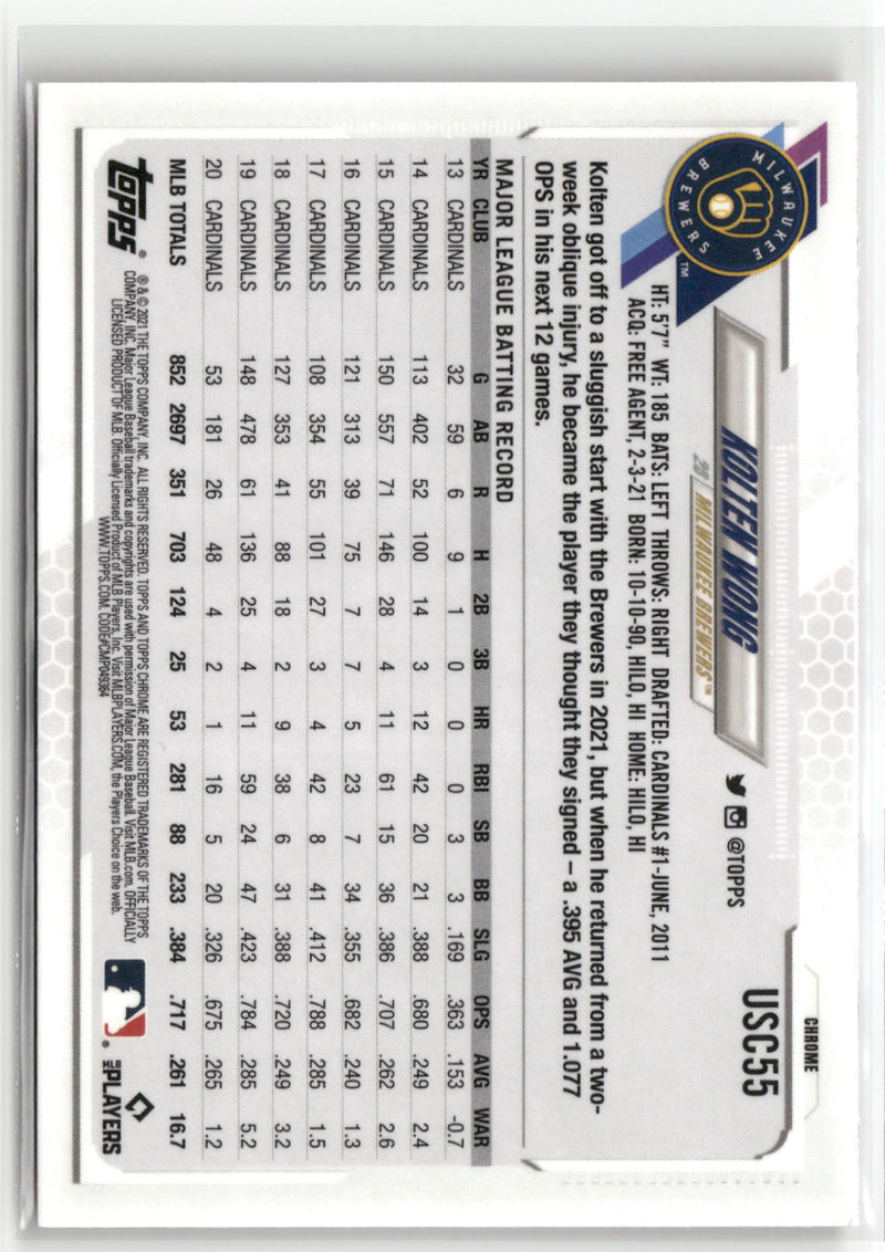 2021 Topps Chrome Update #USC55 Kolten Wong Pink Wave Refractor-2