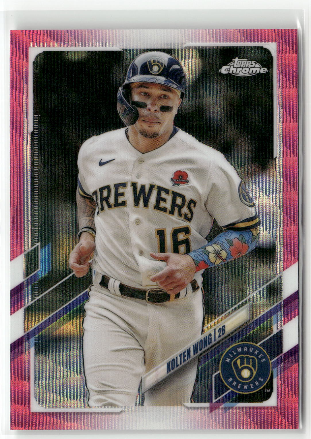 2021 Topps Chrome Update #USC55 Kolten Wong Pink Wave Refractor-1