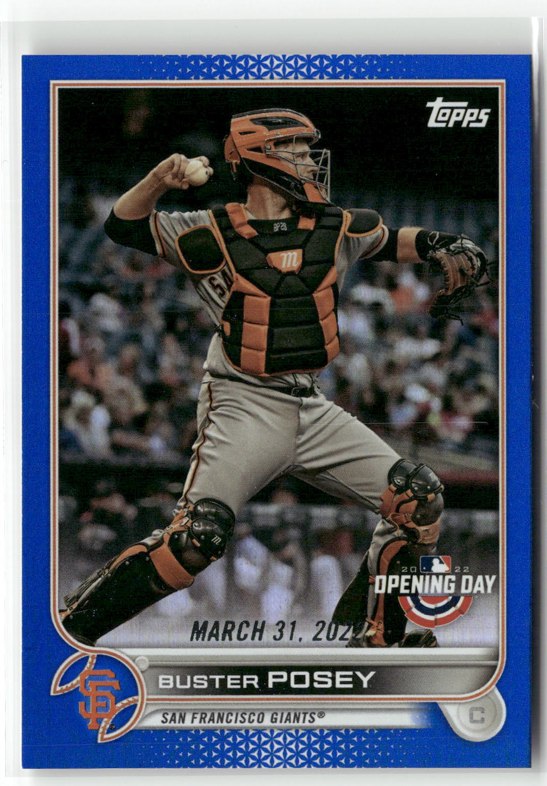 2022 Topps Opening Day #138 Buster Posey Blue Foil