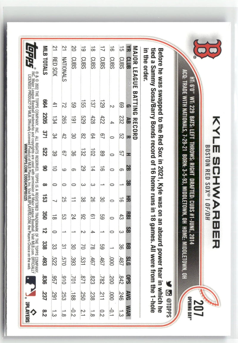 2022 Topps Opening Day #207 Kyle Schwarber Blue Foil-2