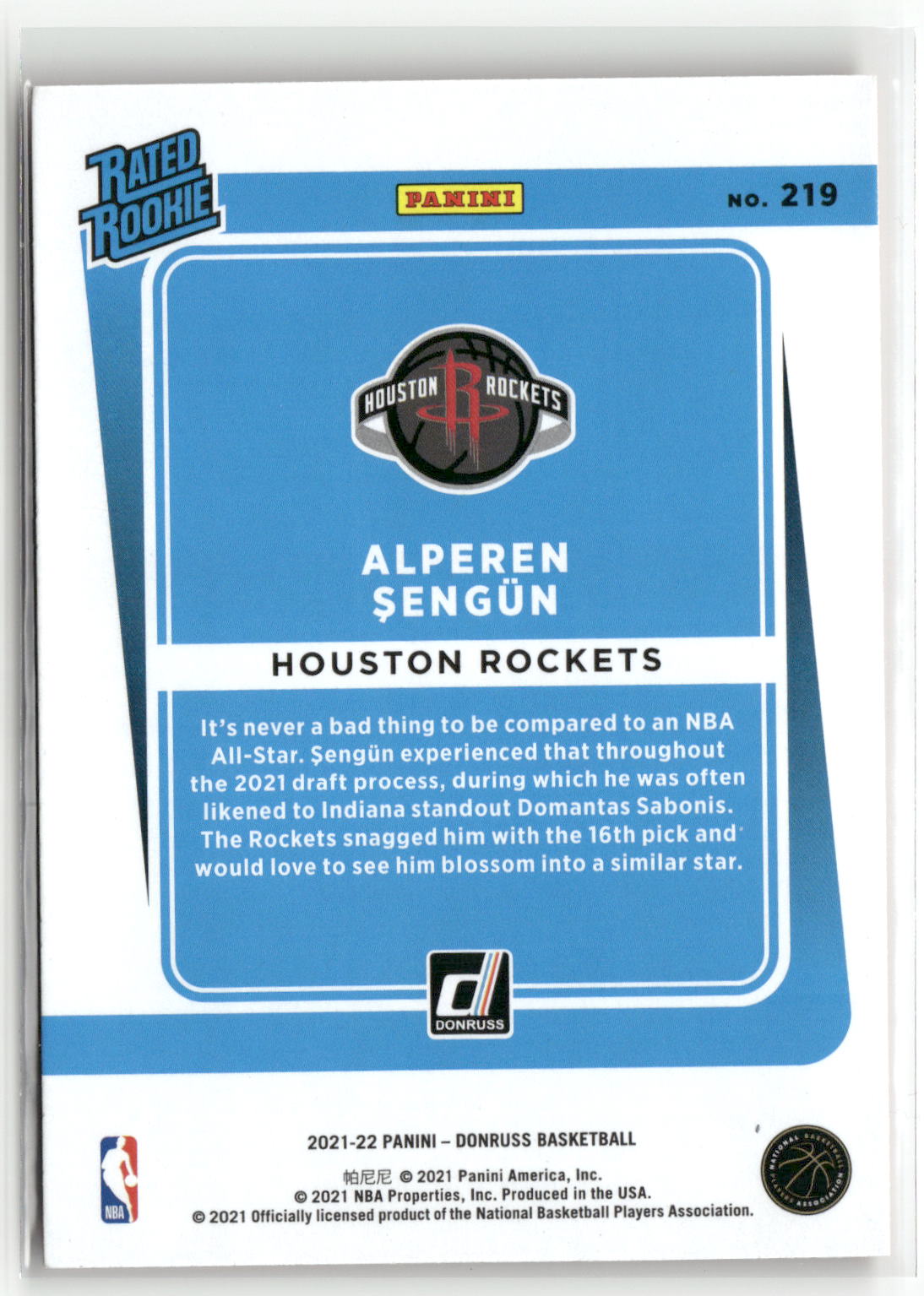 2021-22 Donruss #219 Alperen Sengun Holo Orange Laser-2
