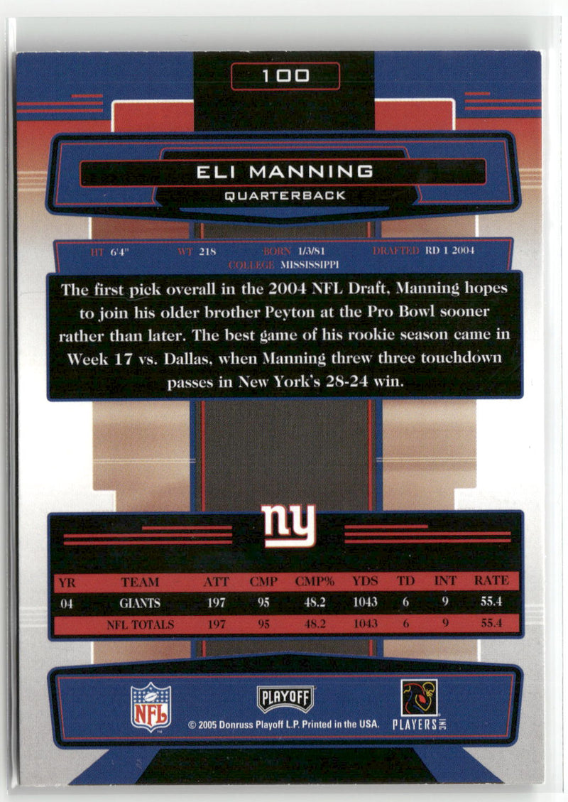 2005 Playoff Absolute Memorabilia #100 Eli Manning Retail-2