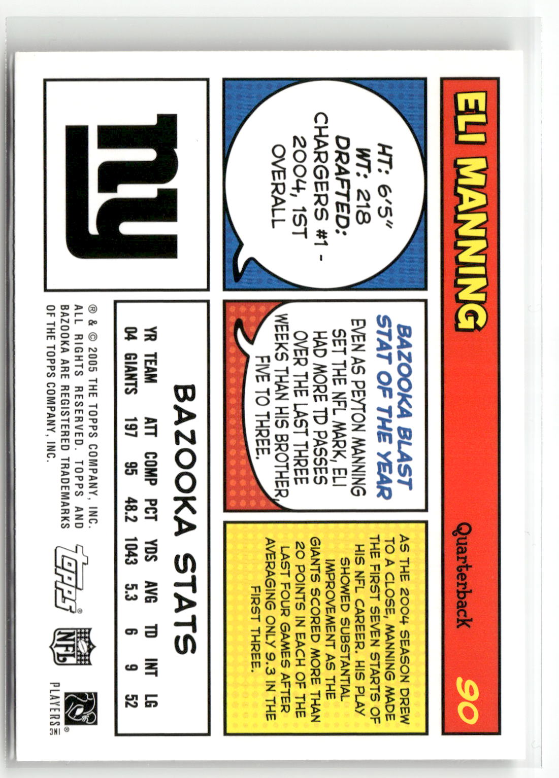2005 Bazooka #90 Eli Manning-2