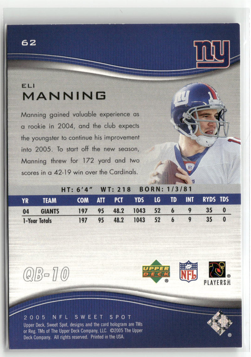 2005 Upper Deck Sweet Spot #62 Eli Manning-2