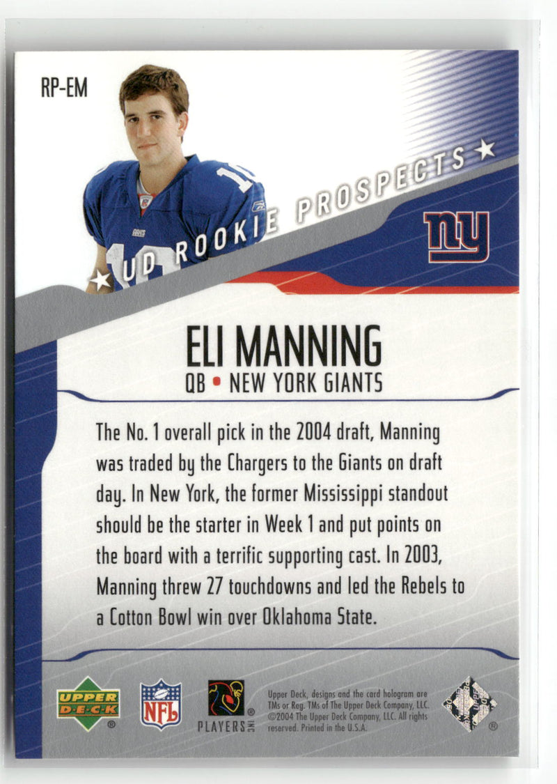 2004 Upper Deck #RP-EM Eli Manning UD Rookie Prospects-2