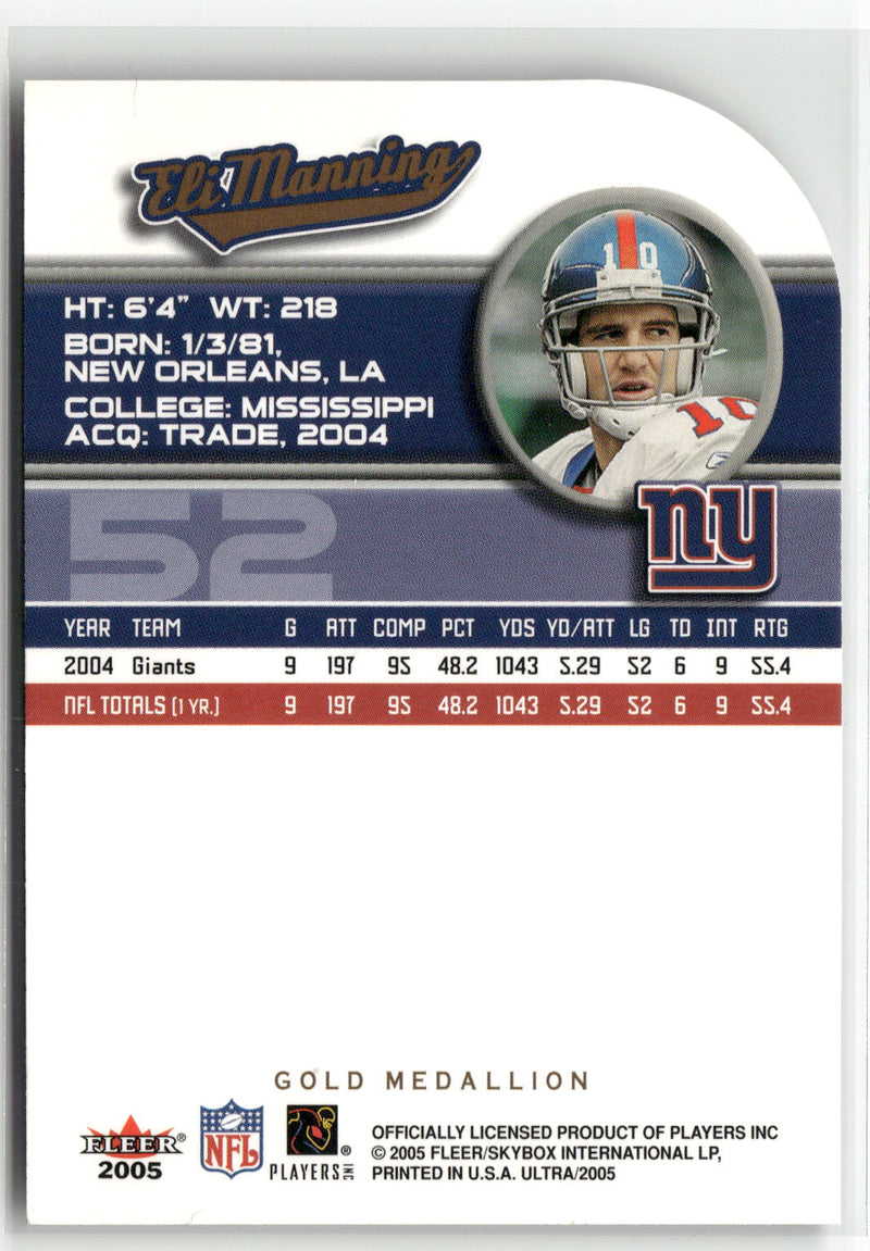 2005 Ultra #52 Eli Manning Gold Medallion-2