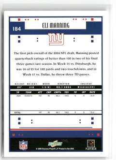 2005 Score #184 Eli Manning Scorecard #/599-2