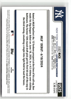 2025 Topps Update #US25 Ben Rice Pink Diamante Foil-6