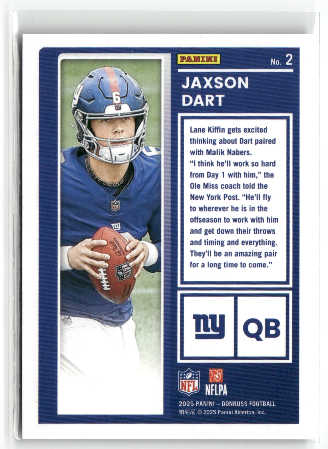 2025 Donruss #2 Jaxson Dart The Rookies-2