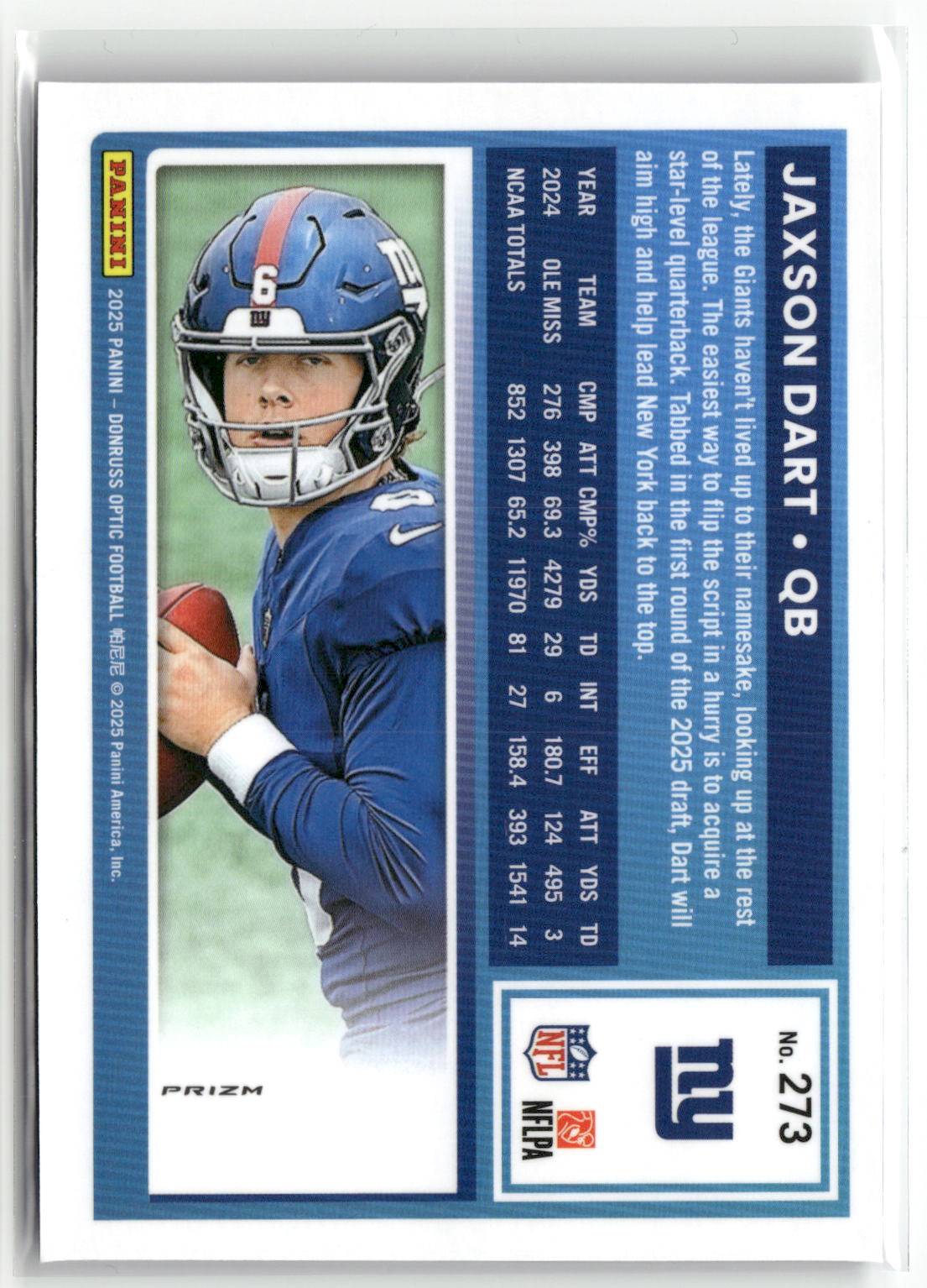 2025 Donruss Optic #273 Jaxson Dart Blue Scope-2