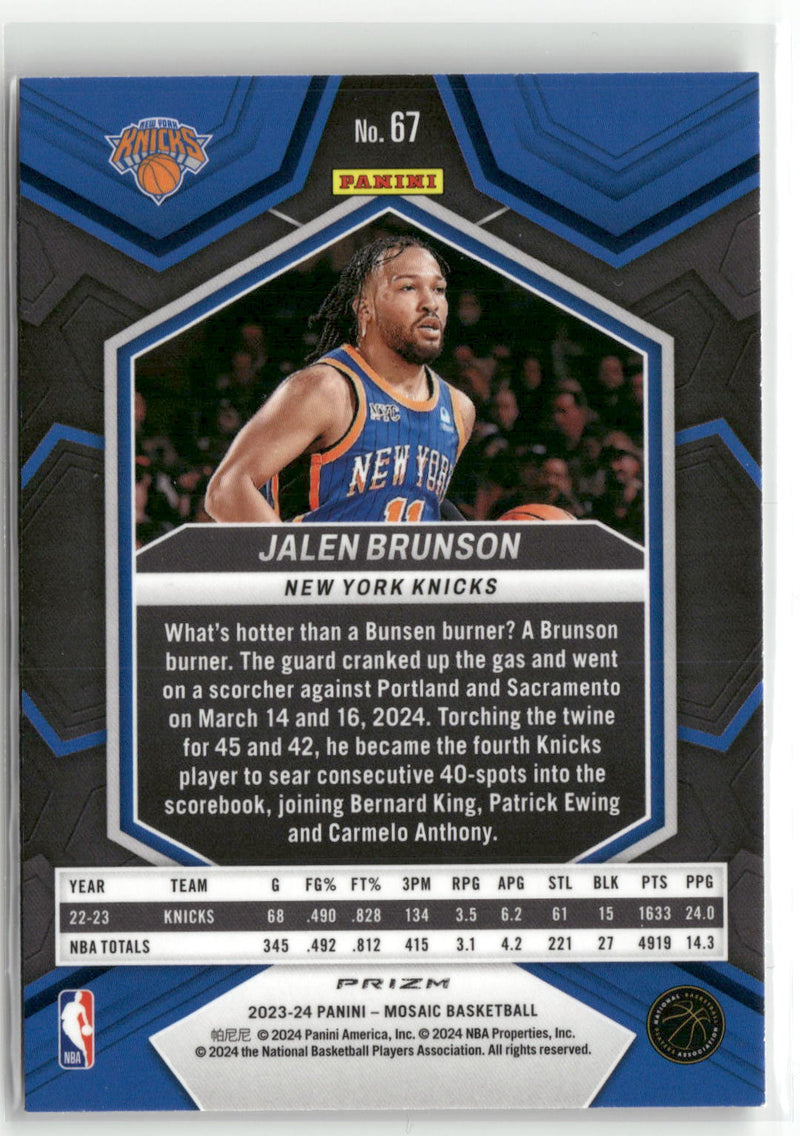 2023-24 Panini Mosaic #67 Jalen Brunson Silver-2