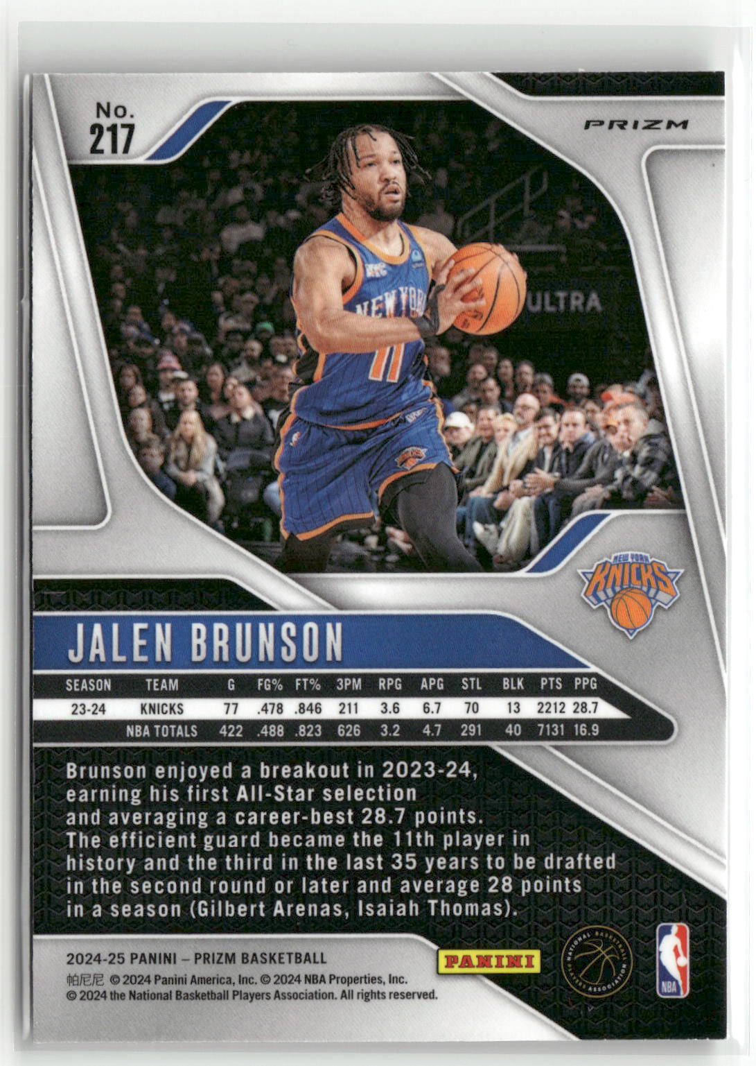 2024-25 Panini Prizm #217 Jalen Brunson Prizms Ice-2