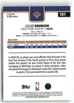 2025-26 Topps Chrome #101 Jalen Brunson Wave Refractor-6