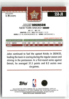 2025-26 Topps Holiday #SSB-JB Jalen Brunson SSP Back Variations-2