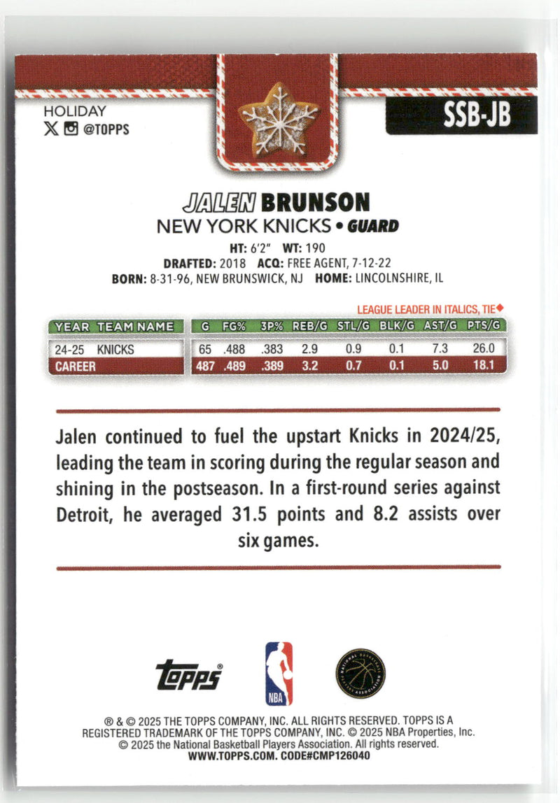 2025-26 Topps Holiday #SSB-JB Jalen Brunson SSP Back Variations-2