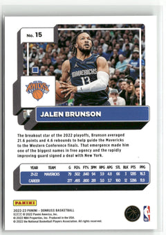 2022-23 Donruss #15 Jalen Brunson Holo Laser Green-6
