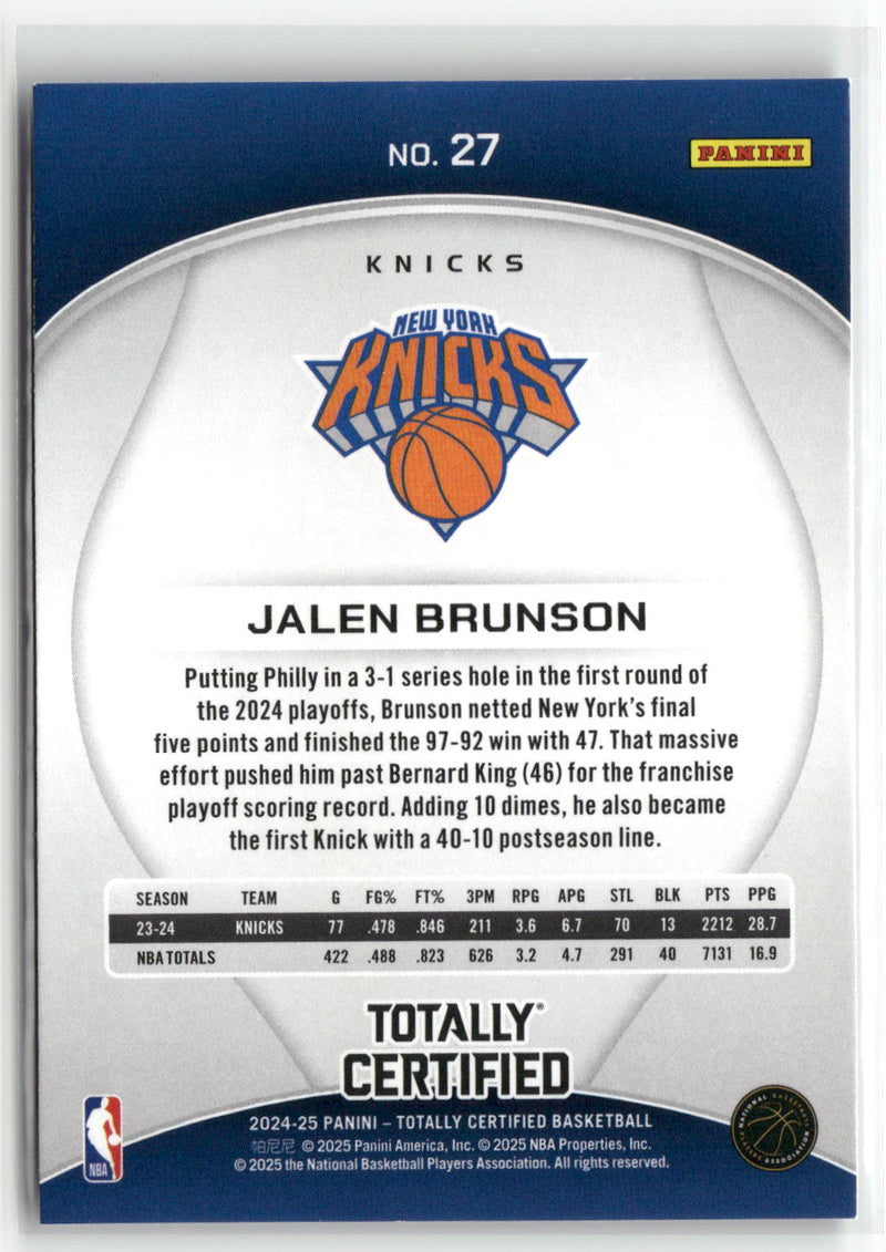 2024-25 Panini Totally Certified #27 Jalen Brunson-2