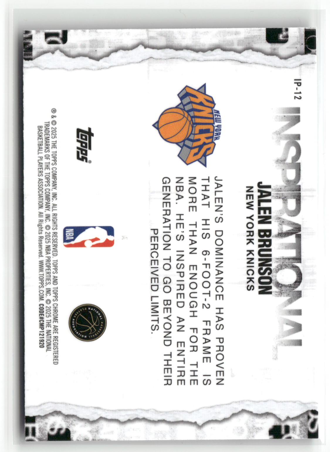 2025-26 Topps Chrome #IP-12 Jalen Brunson Inspirational-2