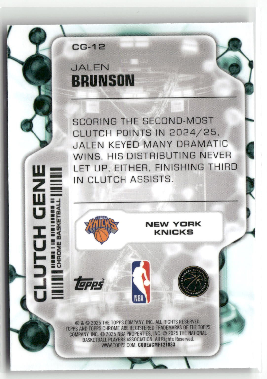 2025-26 Topps Chrome #CG-12 Jalen Brunson Clutch Gene-2