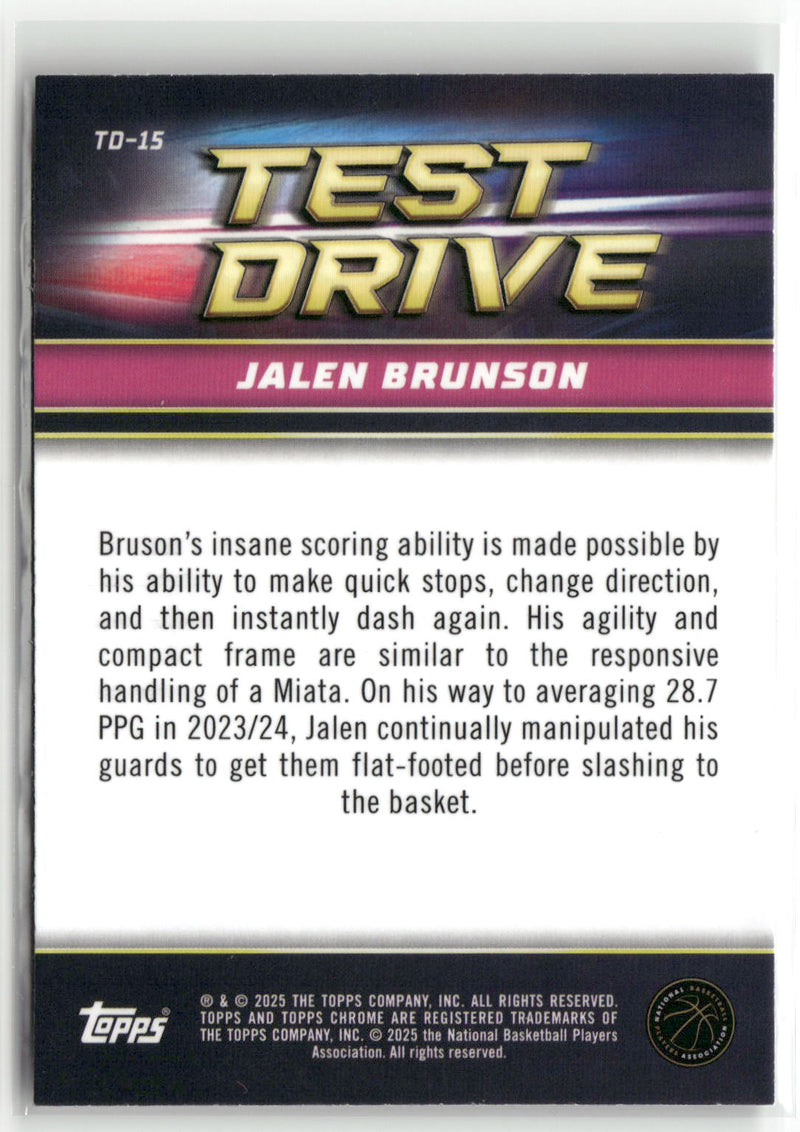 2024-25 Topps Chrome #TD-15 Jalen Brunson Test Drive-2