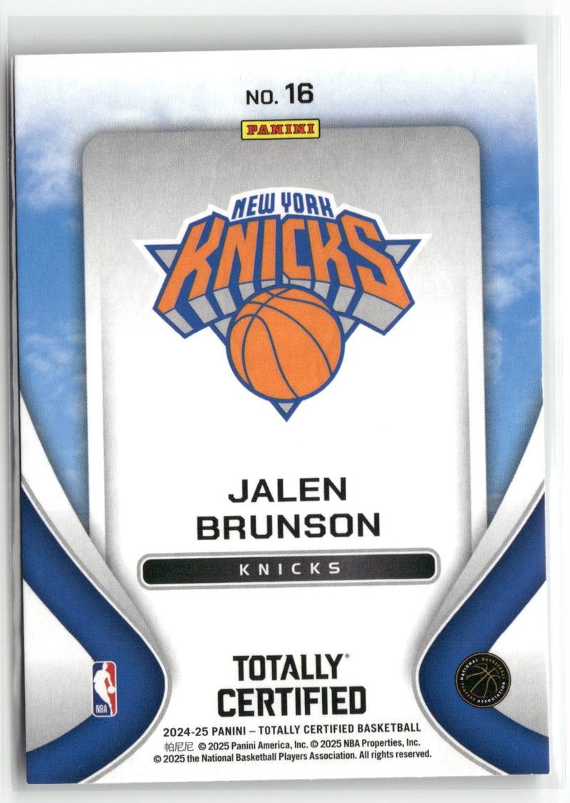 2024-25 Panini Totally Certified #16 Jalen Brunson Franchise Foundations-2