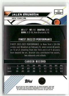 2023-24 Finest #32 Jalen Brunson Checkerboard Refractors-2