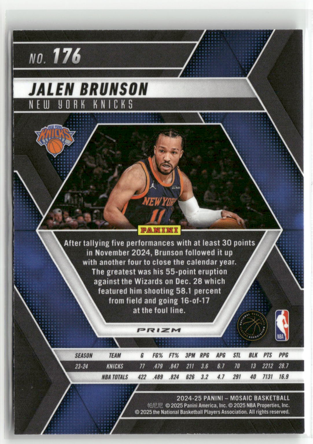 2024-25 Panini Mosaic #176 Jalen Brunson Green Mosaic-2