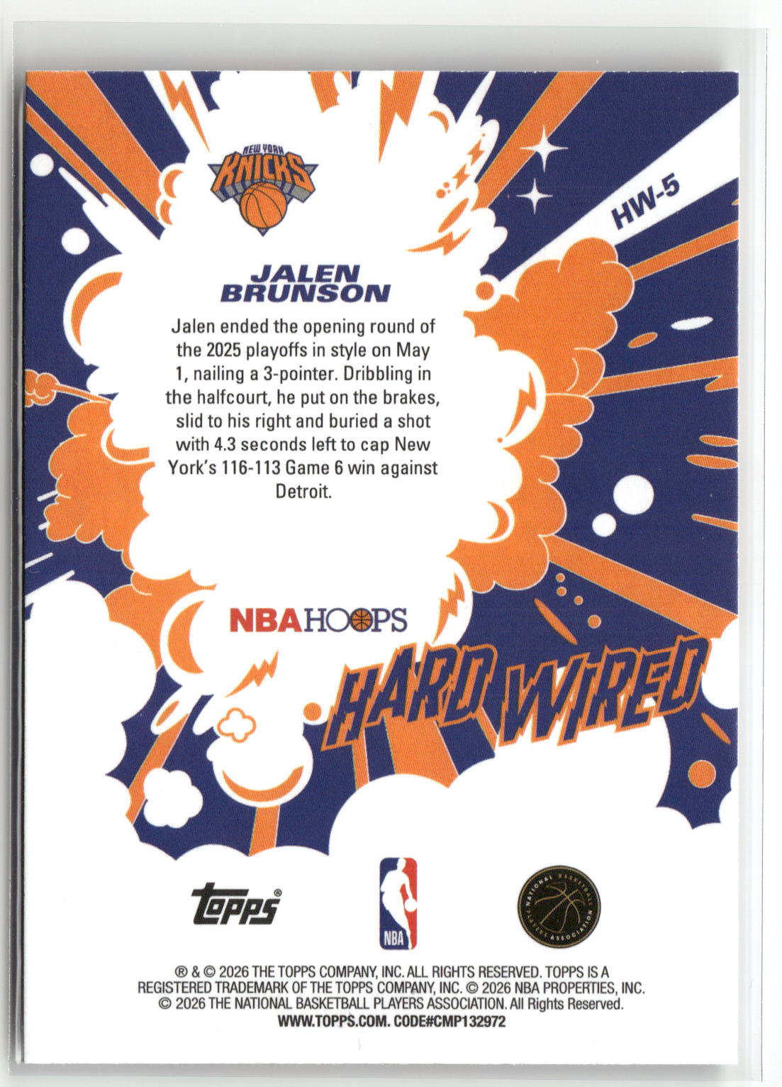 2025-26 Hoops #HW-5 Jalen Brunson Hard Wired-2