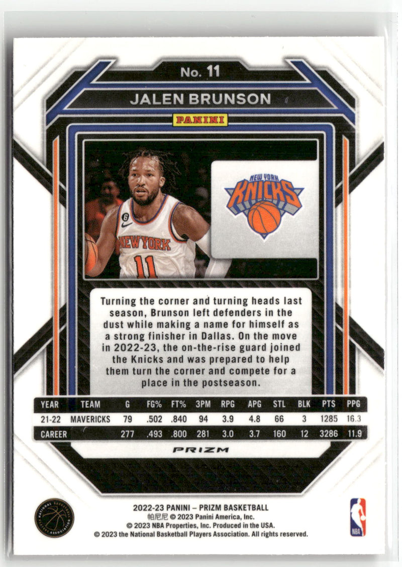 2022-23 Panini Prizm #11 Jalen Brunson Prizms Red Ice-2
