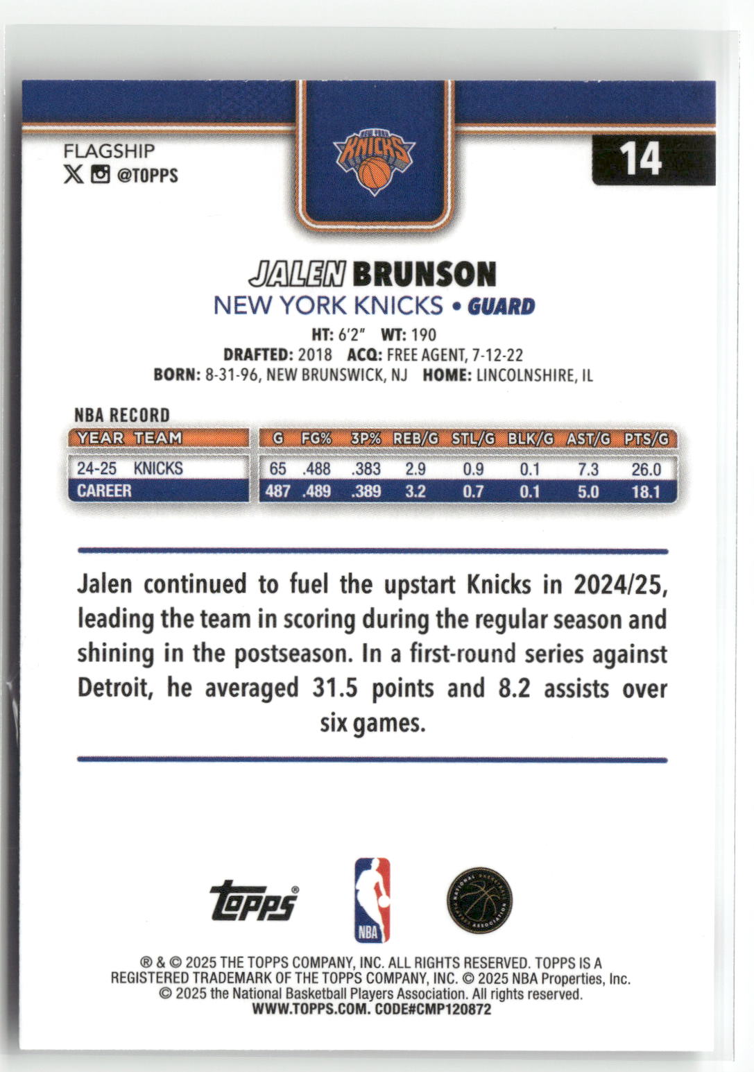 2025-26 Topps #14 Jalen Brunson-2