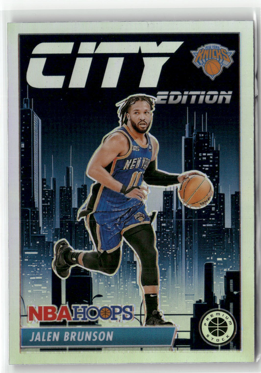 2023-24 Hoops Premium Stock #21 Jalen Brunson City Edition Silver Prizm