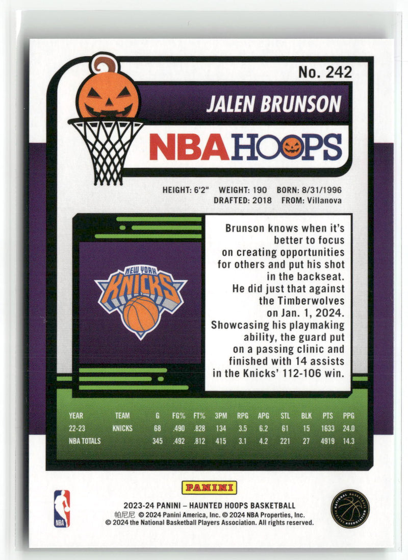 2023-24 Hoops Haunted Hoops #242 Jalen Brunson Slime-2