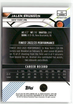2023-24 Finest #32 Jalen Brunson Refractors-2