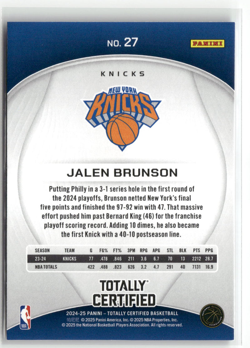 2024-25 Panini Totally Certified #27 Jalen Brunson-2