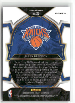 2021-22 Panini Select #224 Jalen Brunson Blue Cracked Ice Prizms-2