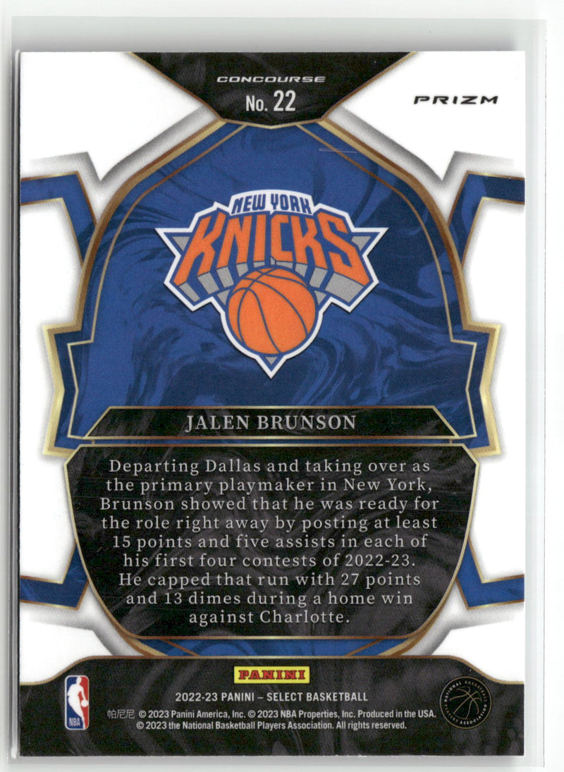 2021-22 Panini Select #224 Jalen Brunson Blue Cracked Ice Prizms-2
