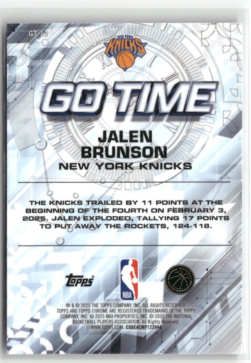 2025-26 Topps Chrome #GT-12 Jalen Brunson Go Time-2