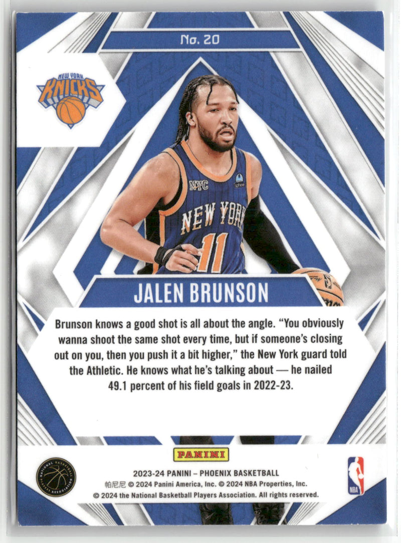 2023-24 Panini Phoenix #20 Jalen Brunson Paragon Phoenix Blue Ice-2